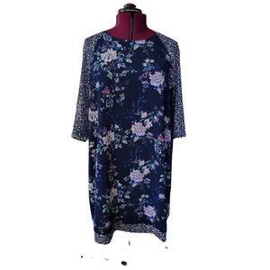 Ellos Floral Shift 3/4 Sleeve Dress (Size 22)